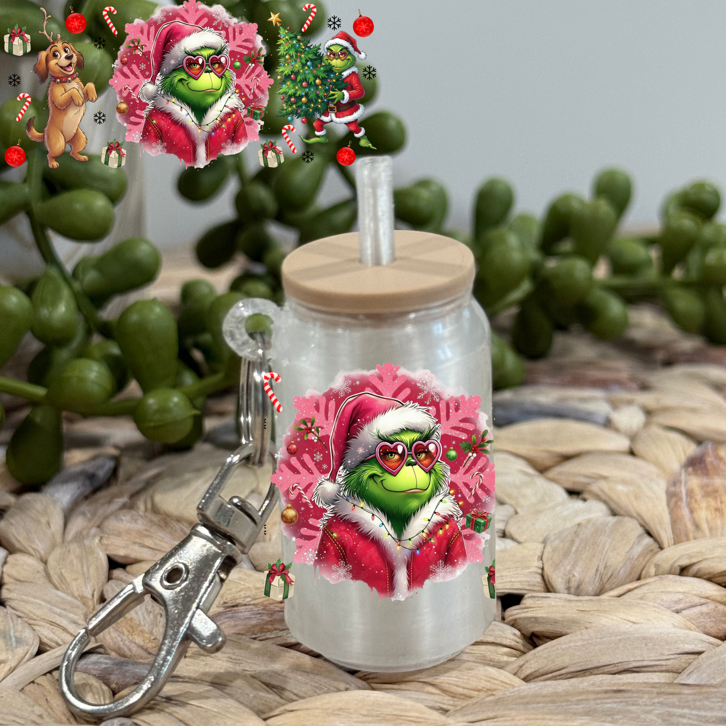 Gr With glasses -Glass Can Keychain UV DTF Wrap
