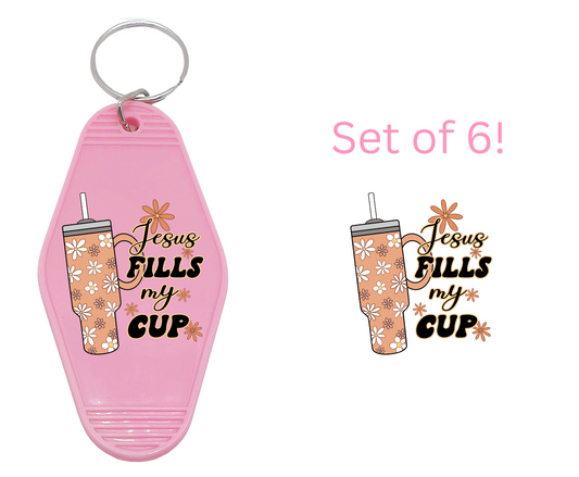Jesus Fills my Cup - UV DTF Motel Keychain Decals