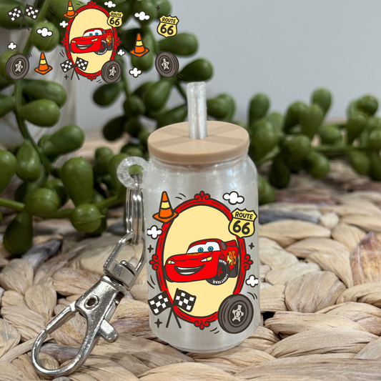 R66 Red-Glass Can Keychain UV DTF Wrap