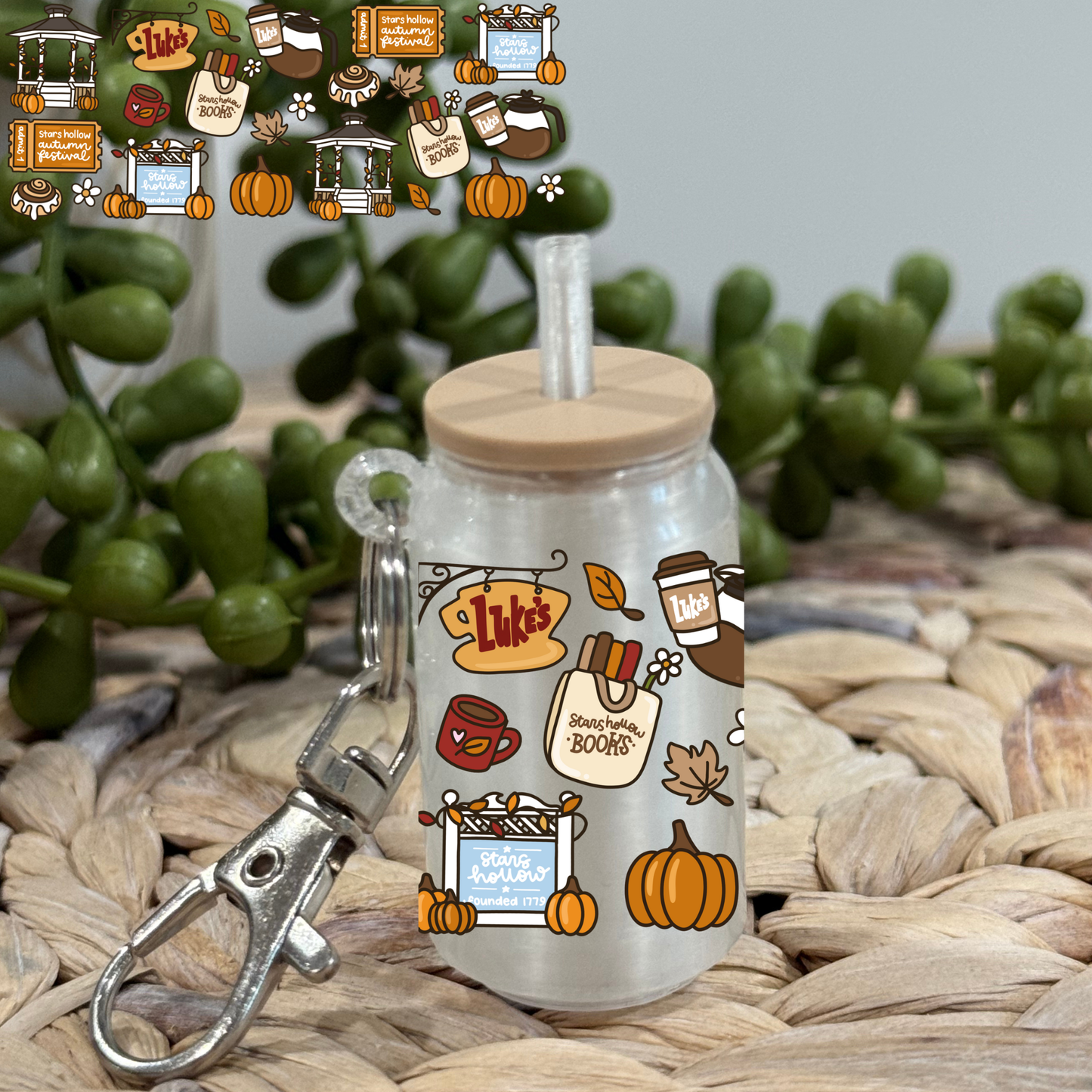 Autumn Festival -Glass Can Keychain UV DTF Wrap
