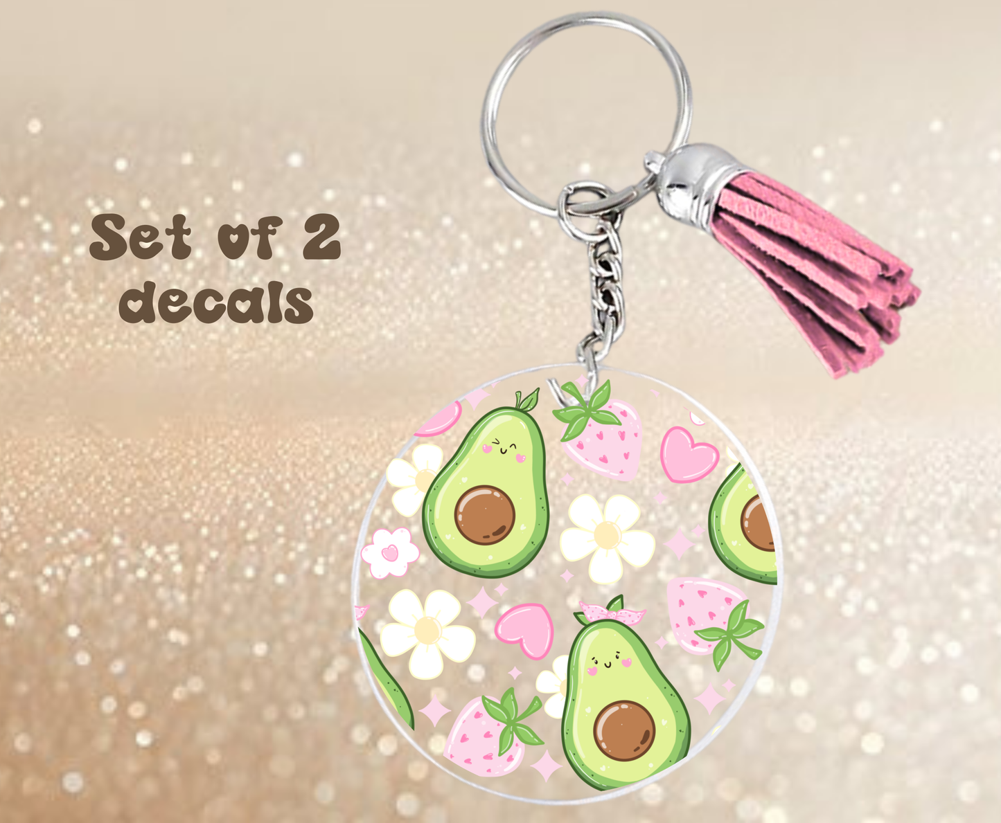 Avocados and Strawberries - UV DTF Keychain Decal (set of two)