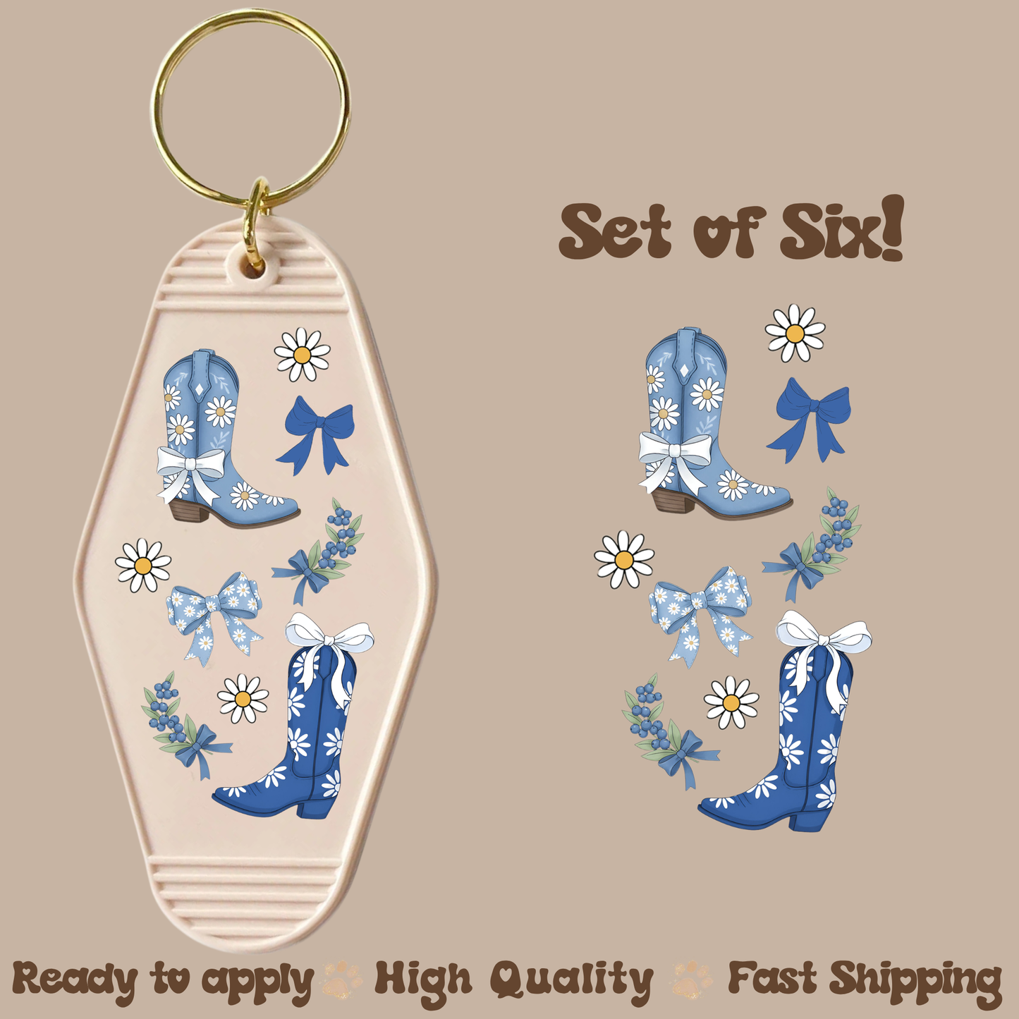 Blue Cowgirl - UV DTF Motel Keychain Decal