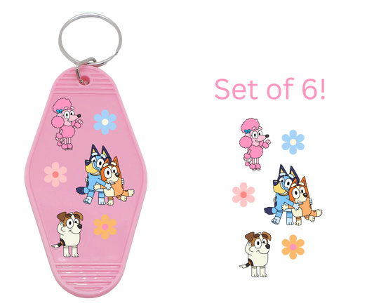 Blue Dog UV-DTF Motel Keychain