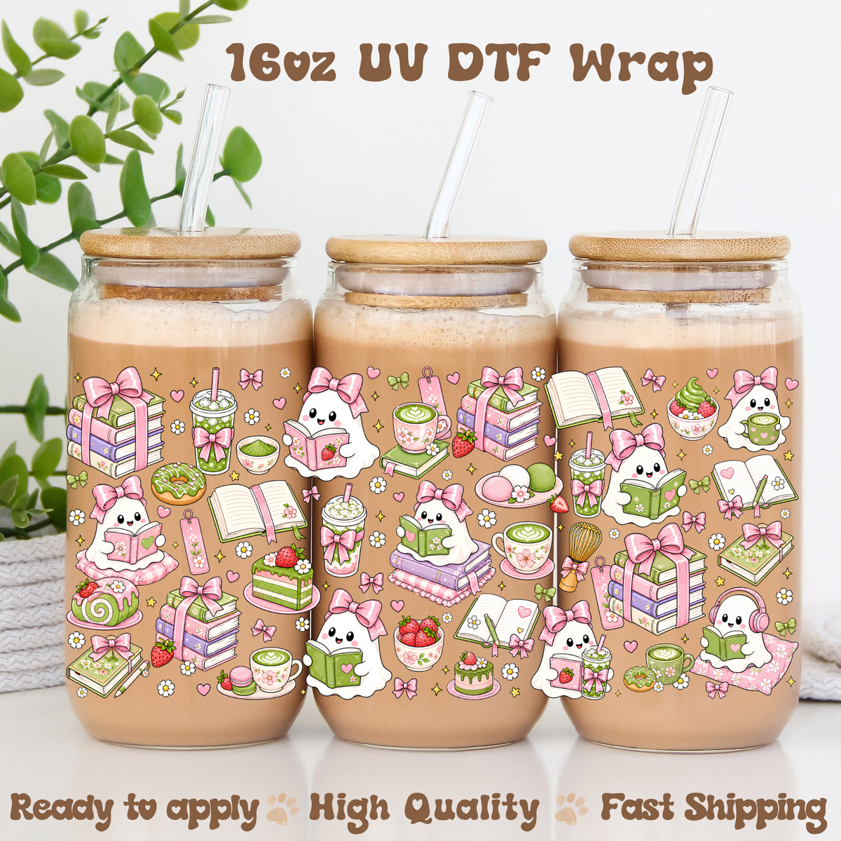 Bookish Match Ghost - 16oz UV DTF Wrap