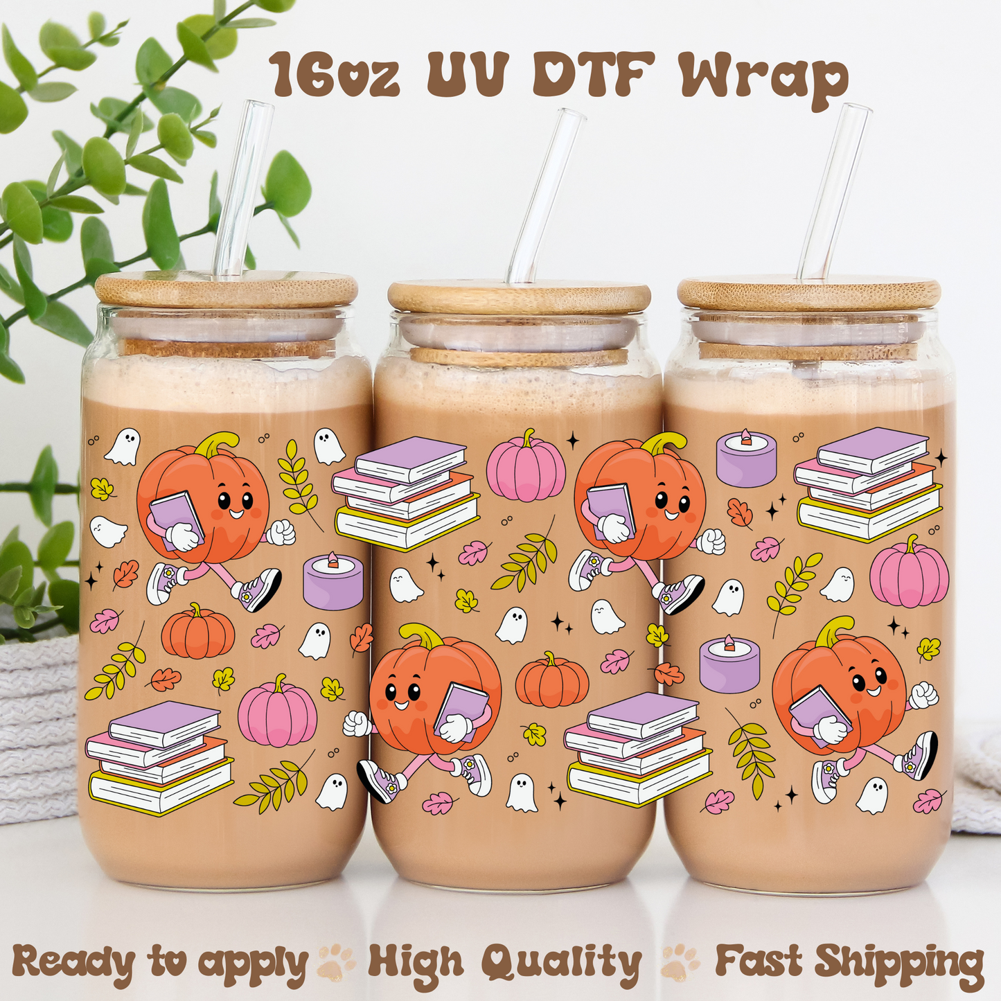 Bookish Pumpkin - 16oz UV DTF Wrap