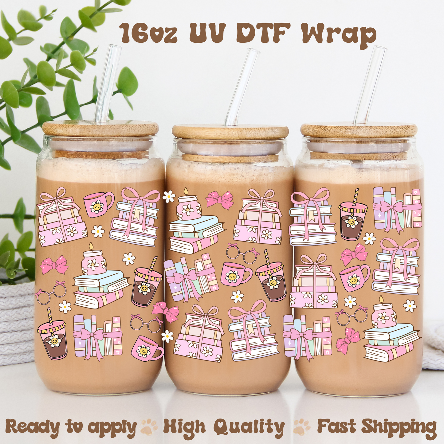 Books and Coffee - 16oz UV DTF Wrap