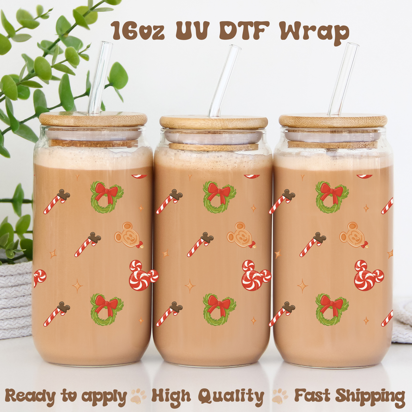 Candy Cane Lane -16oz UV DTF Wrap