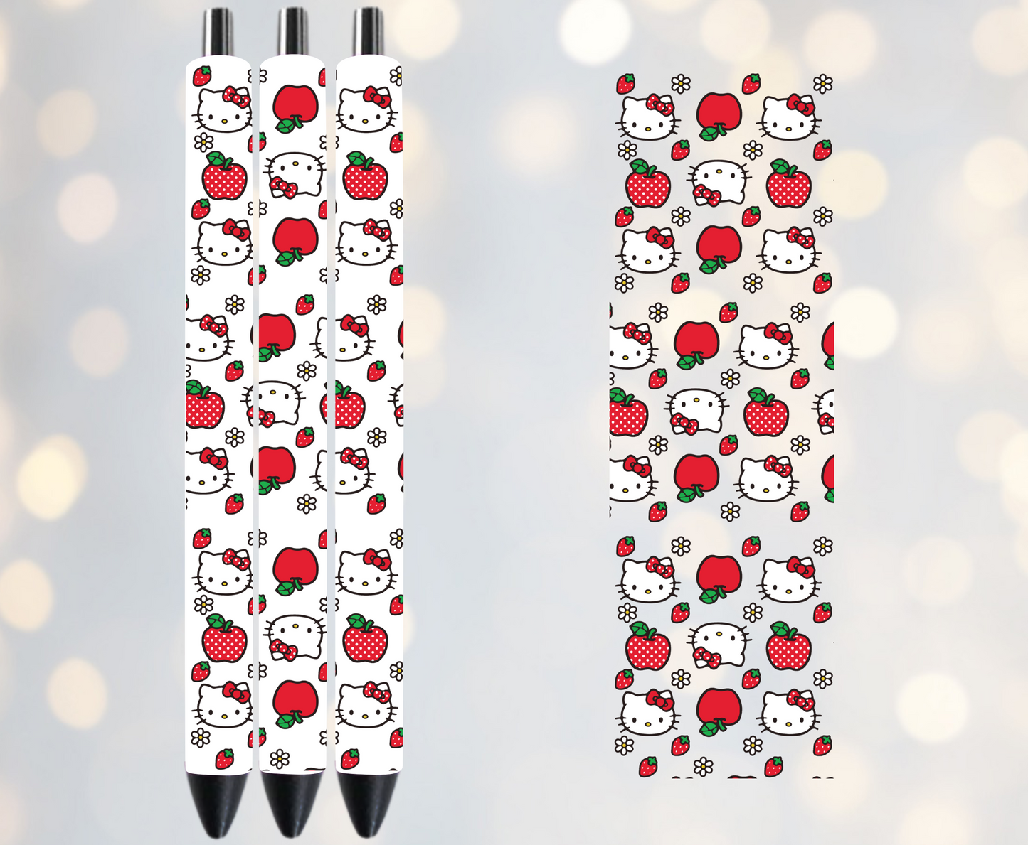 Cat and Apples - UVDTF Pen Wrap