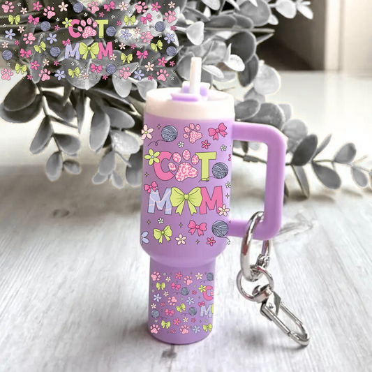 Cat mom pink and green -Mini tumbler wrap