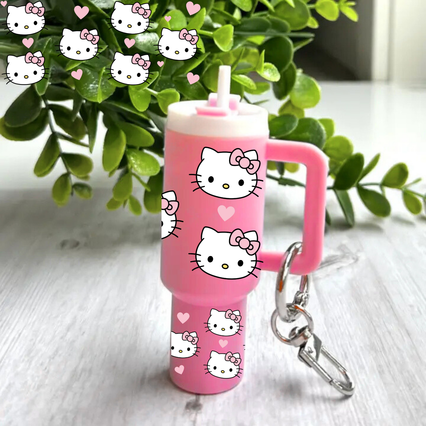 Cat with pink bows and hearts -Mini tumbler wrap