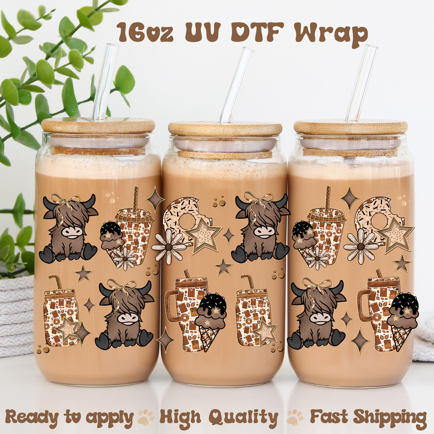 Chocolate Cow -16oz UV DTF Wrap