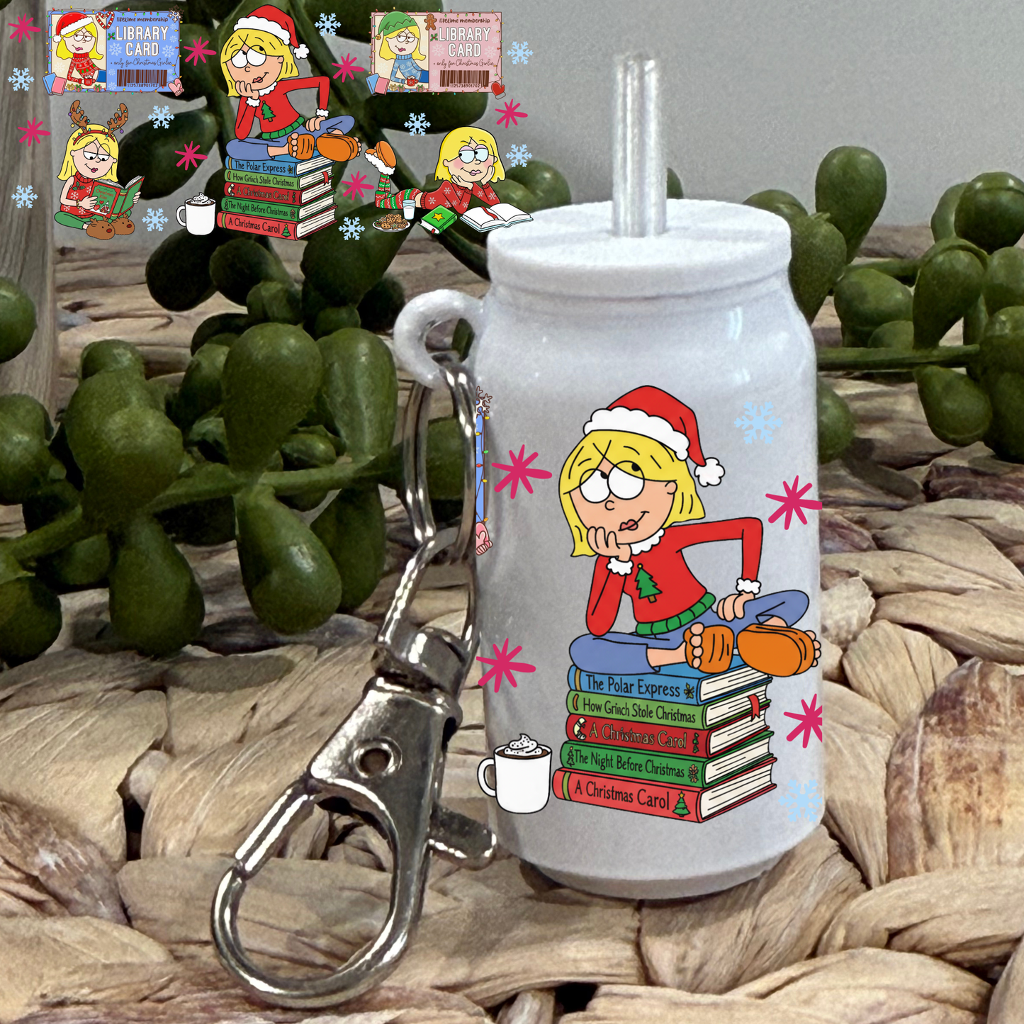Christmas L -Glass Can Keychain UV DTF Wrap