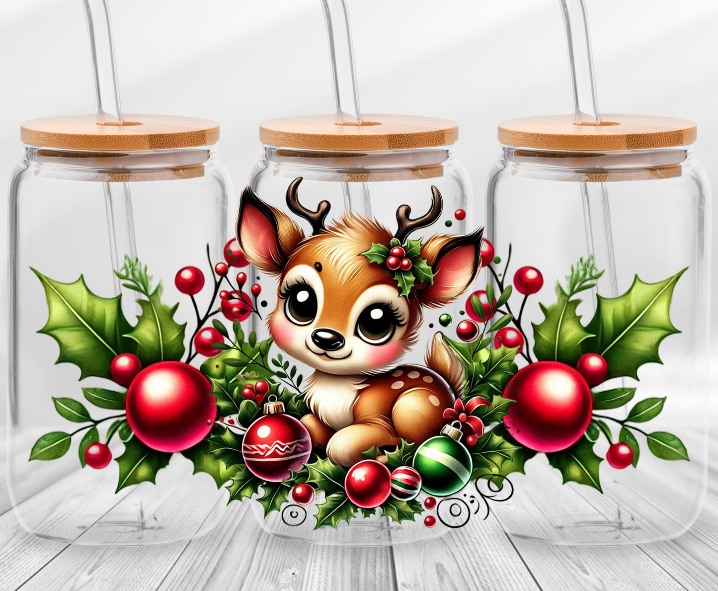 Christmas deer -16oz UVDTF Cup Wrap