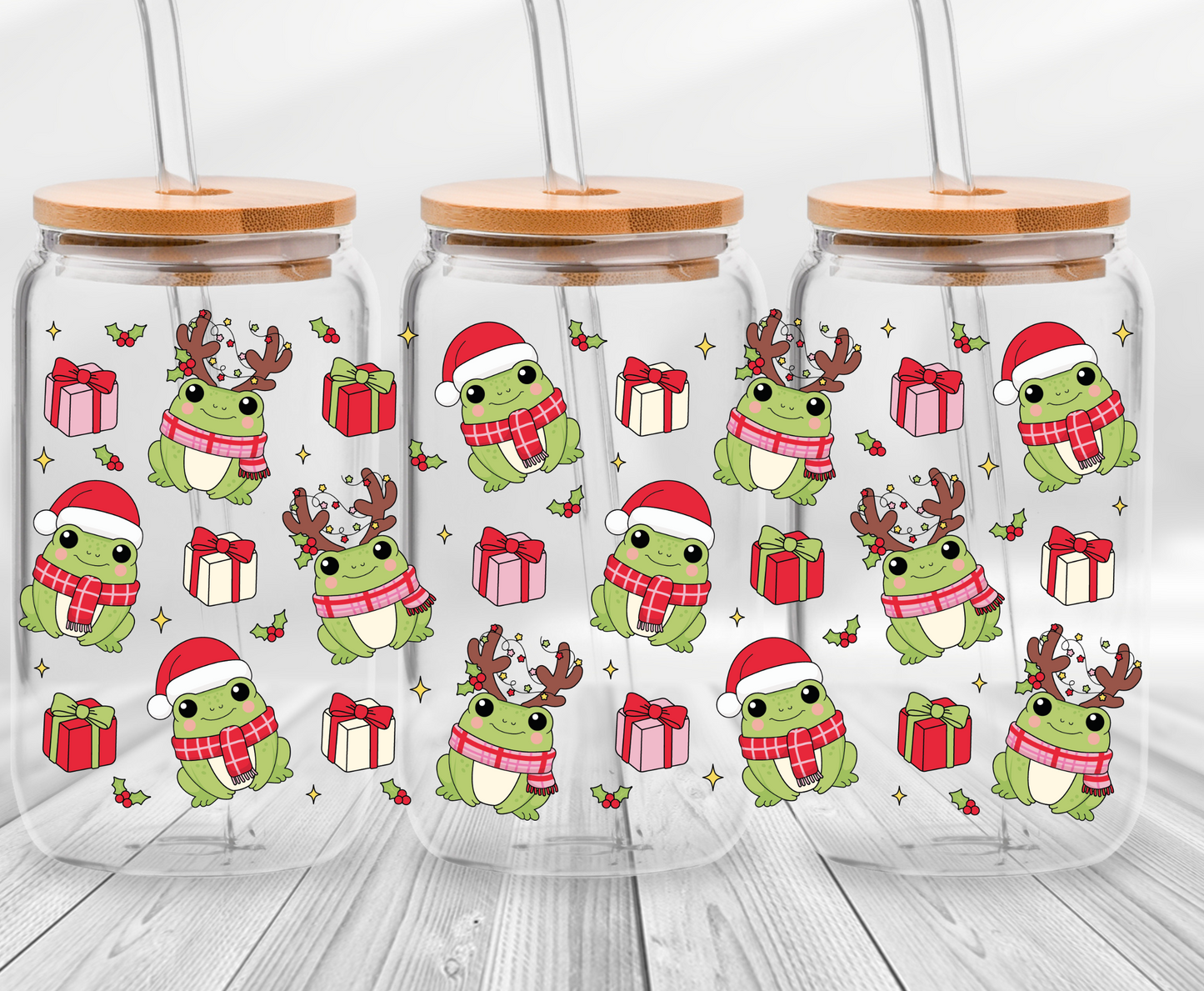 Christmas Frogs -16oz UVDTF Cup Wrap