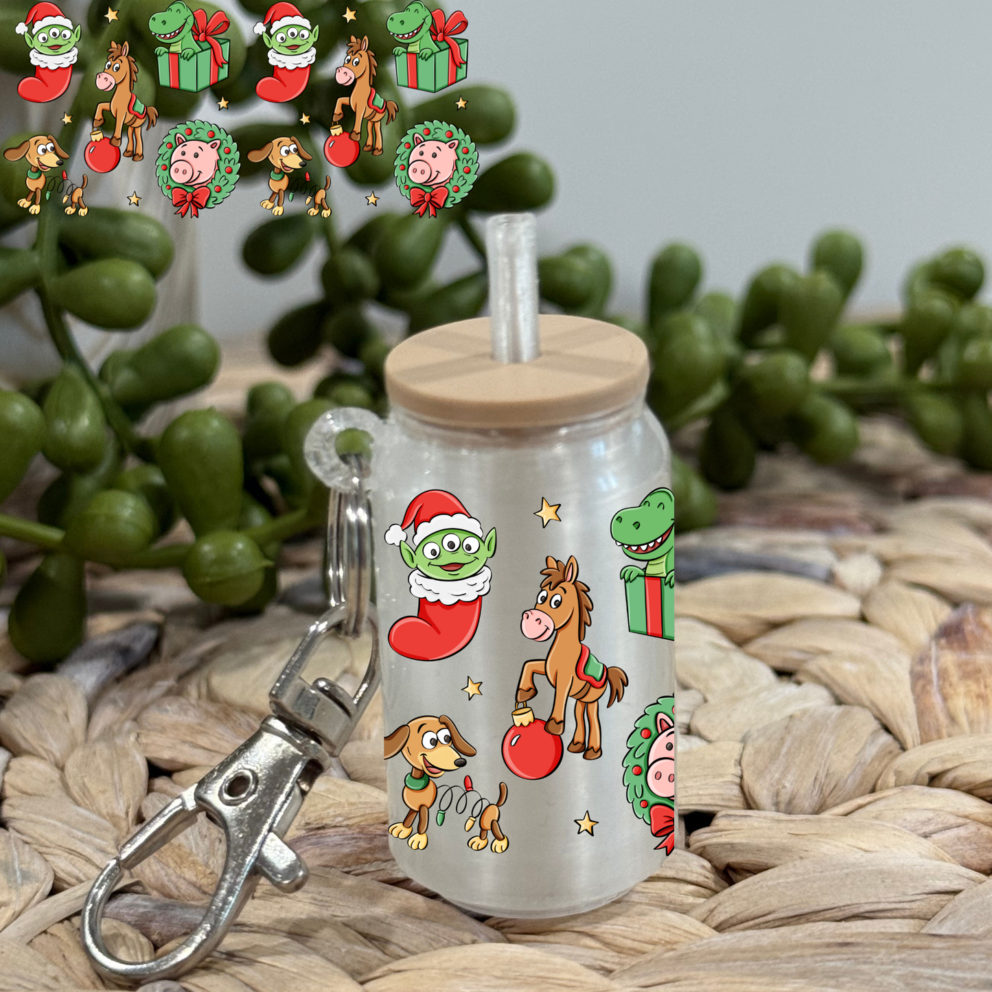 Christmas Toy S-Glass Can Keychain UV DTF Wrap