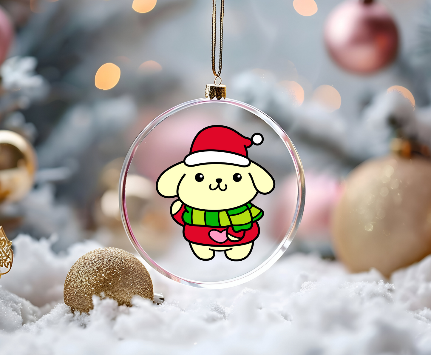 Christmas yellow Dog -UVDTF Ornament Decal