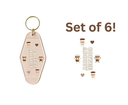 Coffee Addict-UV DTF Motel Keychain