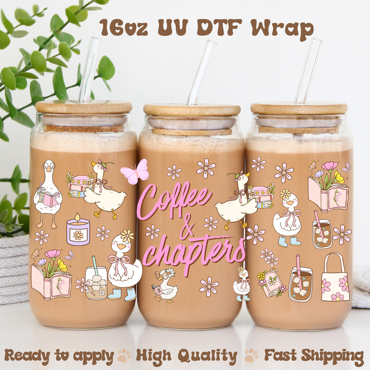 Coffee And Chapters - 16oz UV DTF Wrap
