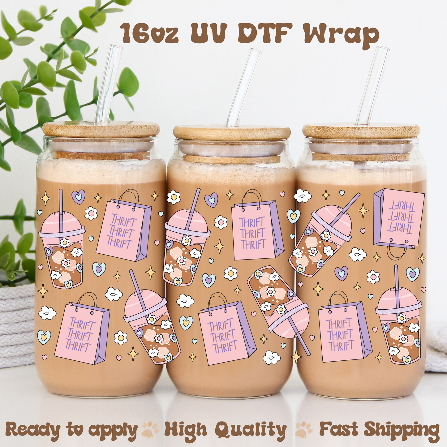 Coffee and Thrifting - 16oz UV DTF Wrap