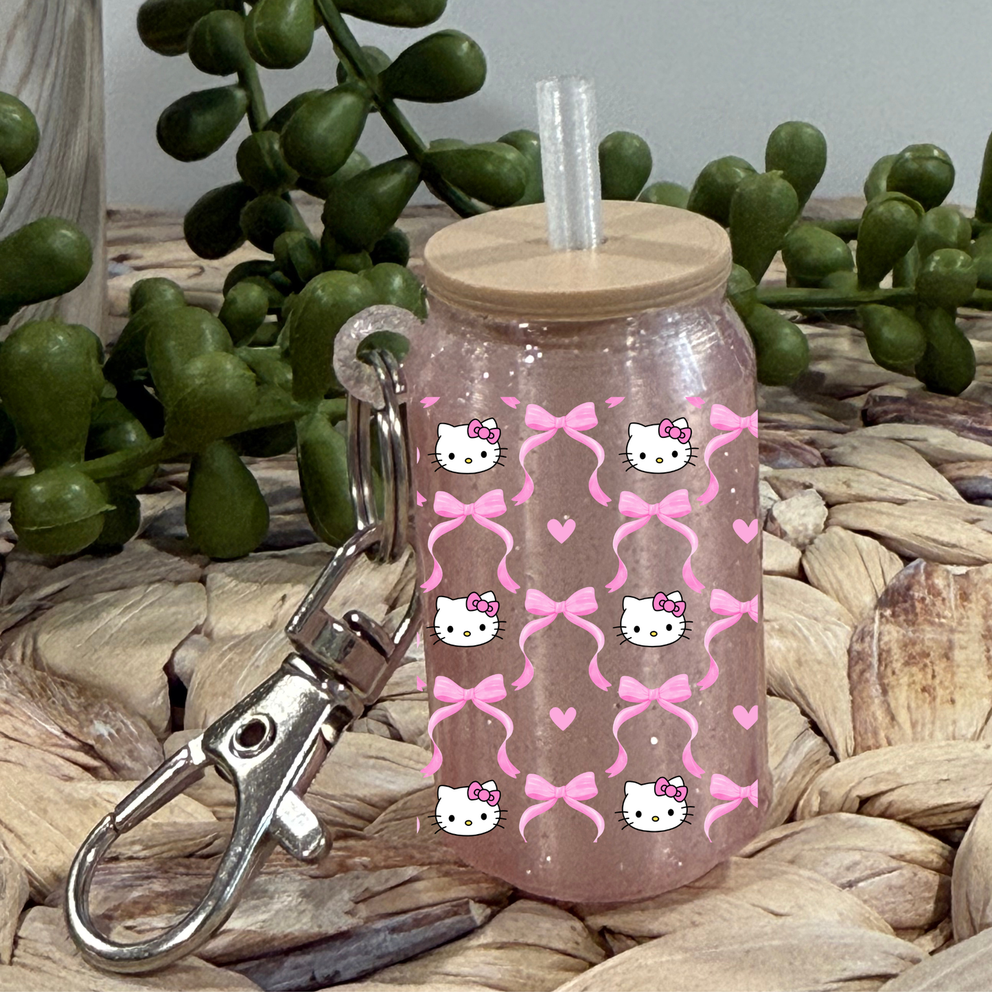 Coquette Kitty -Glass Can Keychain UV DTF Wrap