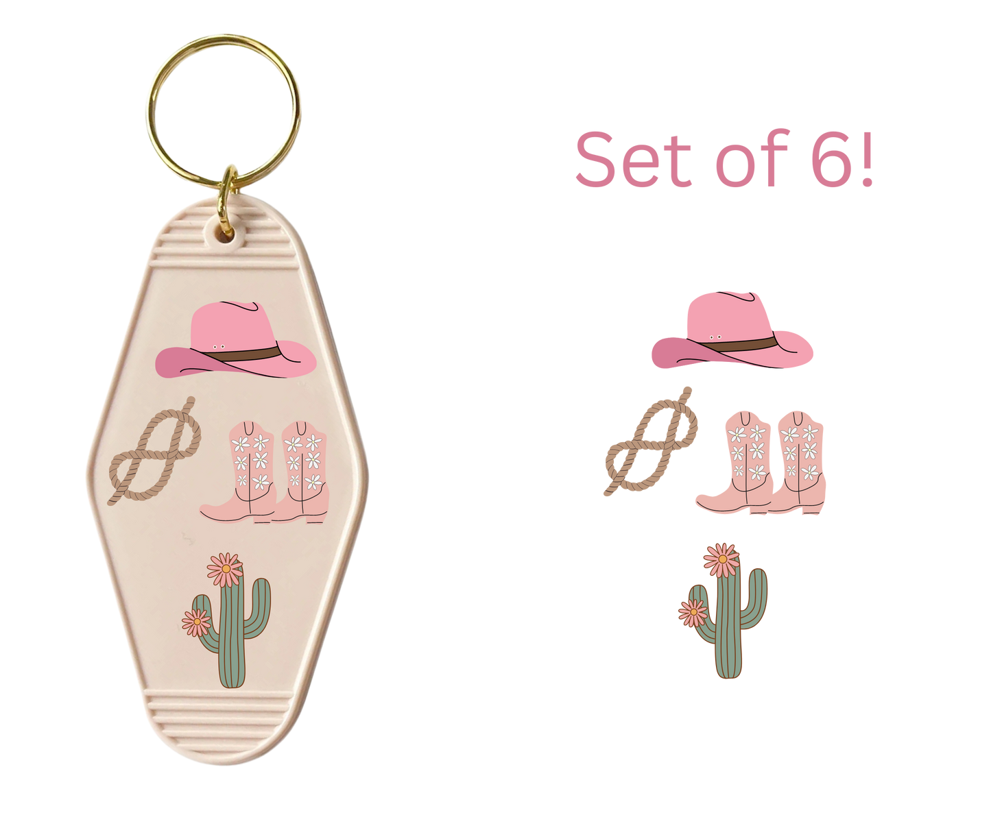 Cowgirl-UV DTF Motel Keychain