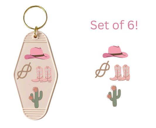 Cowgirl-UV DTF Motel Keychain