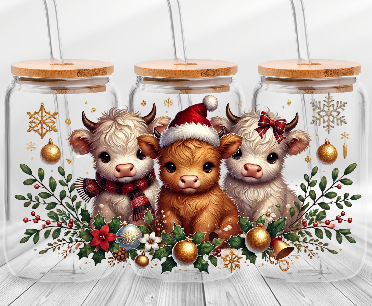 Christmas Cows -16oz UVDTF Cup Wrap