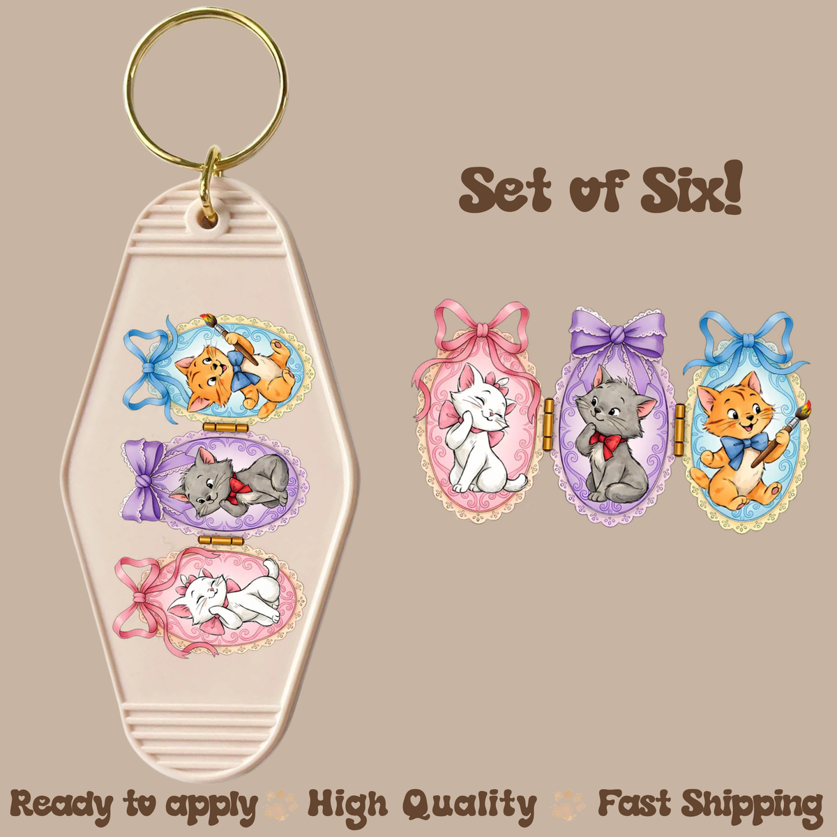 Cute Cats - UV DTF Motel Keychain Decal