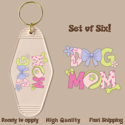 Dog Mom Pink and Green - UV DTF Motel Keychain Decal