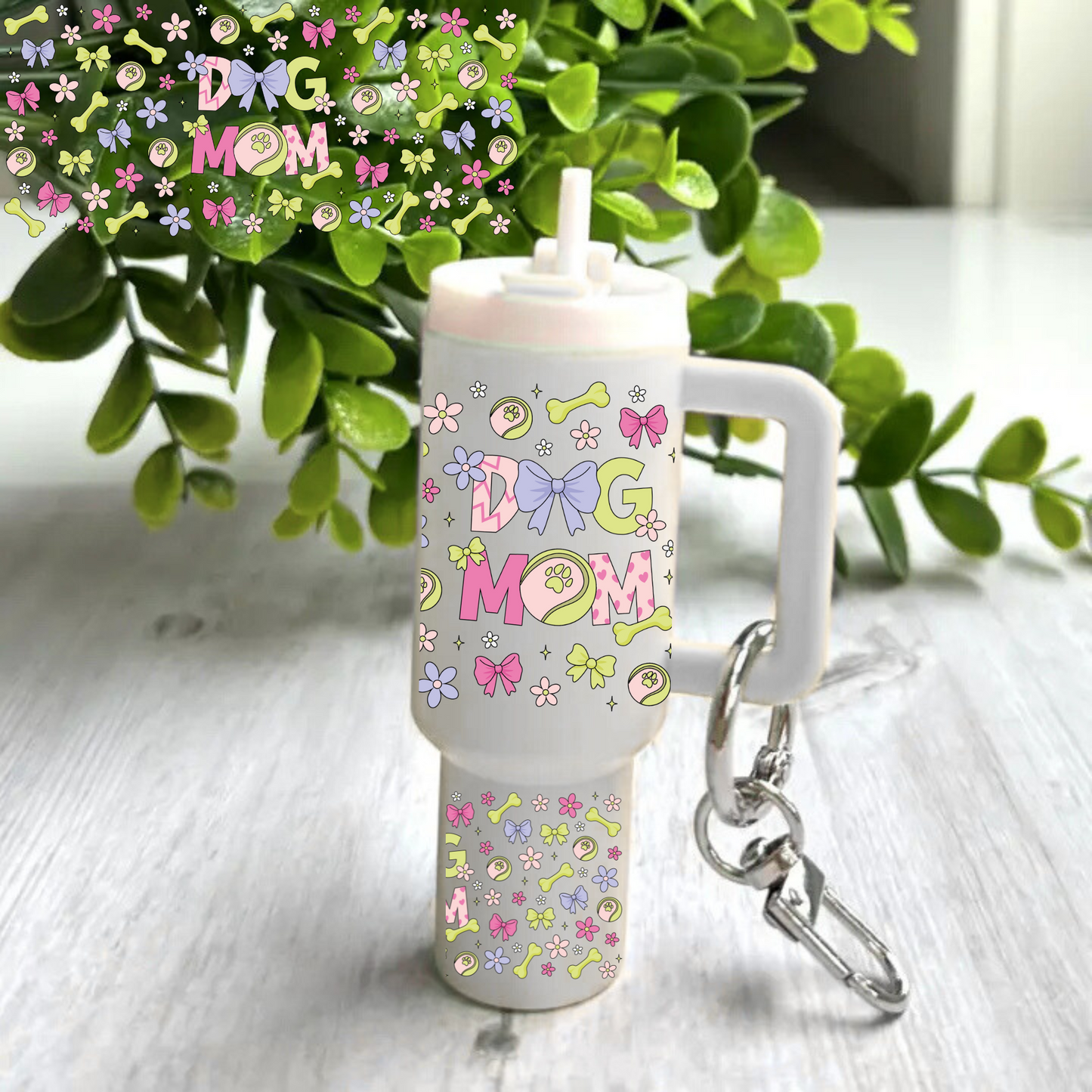 Dog mom pink and green -Mini tumbler wrap