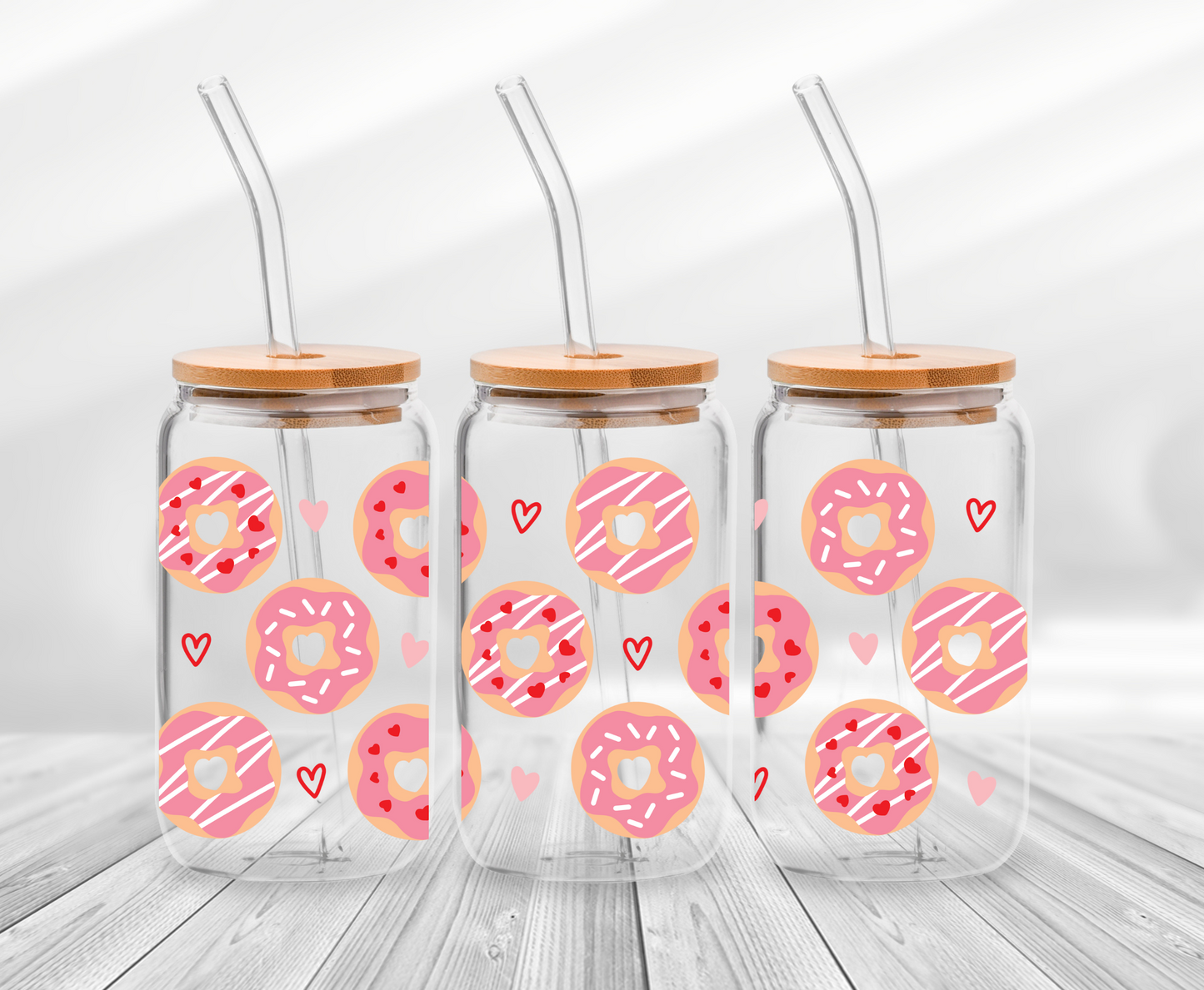 Donut and Hearts - 16oz UV DTF Wrap