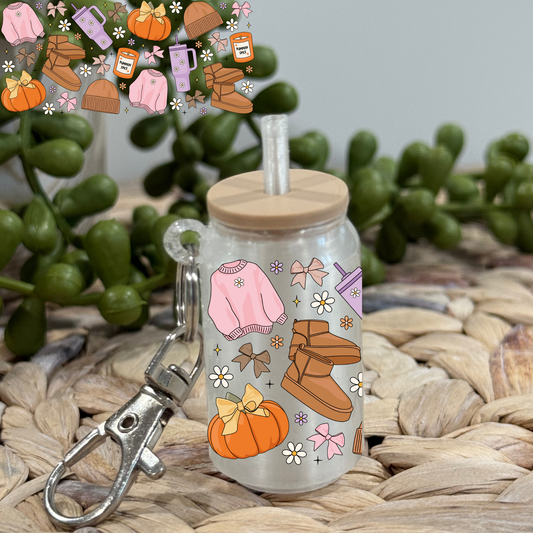 Fall Basics -Glass Can Keychain UV DTF Wrap