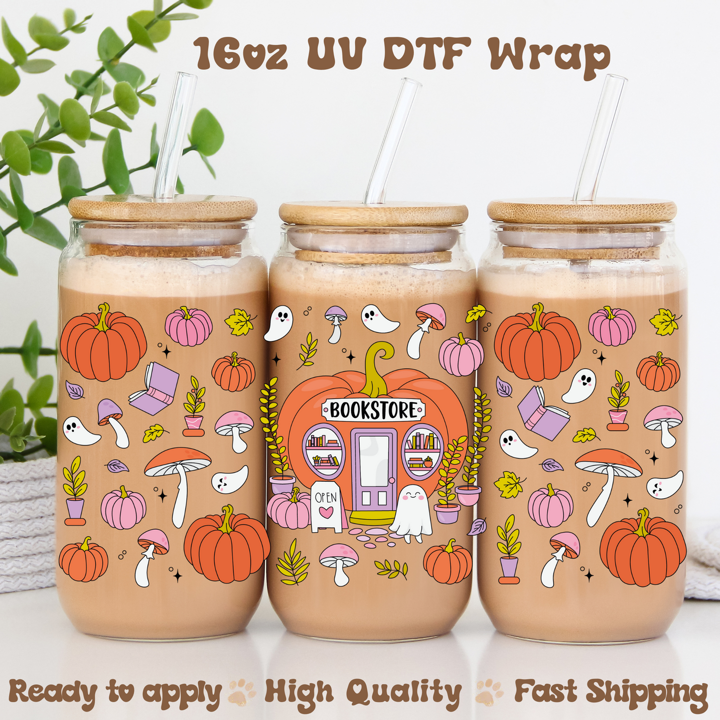 Fall Bookstore - 16oz UV DTF Wrap