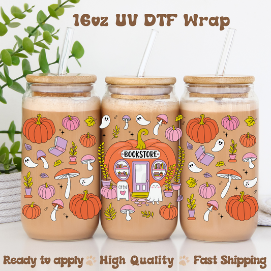 Fall Bookstore  - 16oz UV DTF Wrap