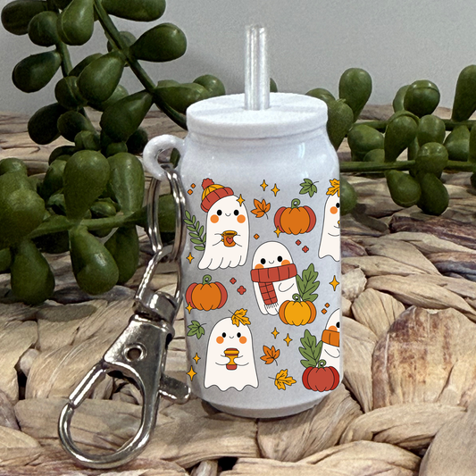 Fall Ghosts -Glass Can Keychain UV DTF Wrap