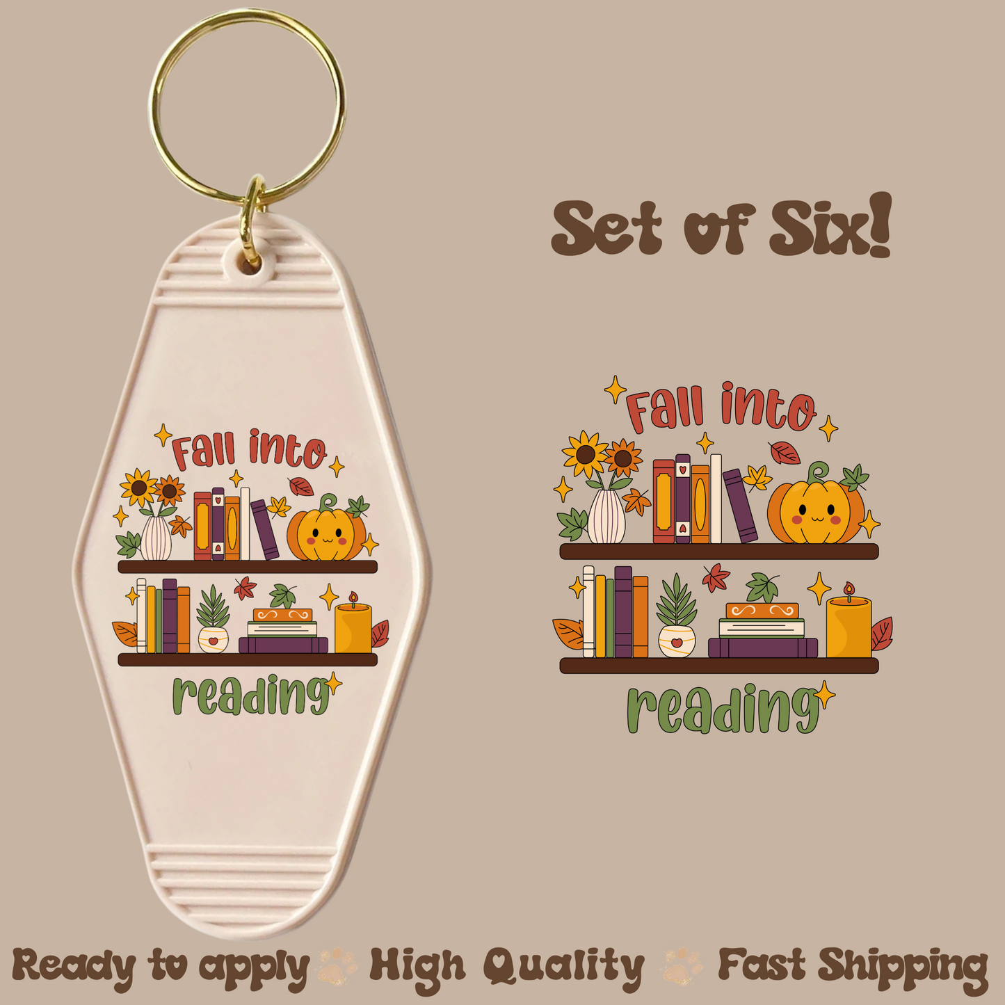 Fall into reading - UV DTF Motel Keychain Decal
