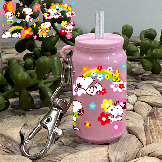 Floral Fun-Glass Can Keychain UV DTF Wrap