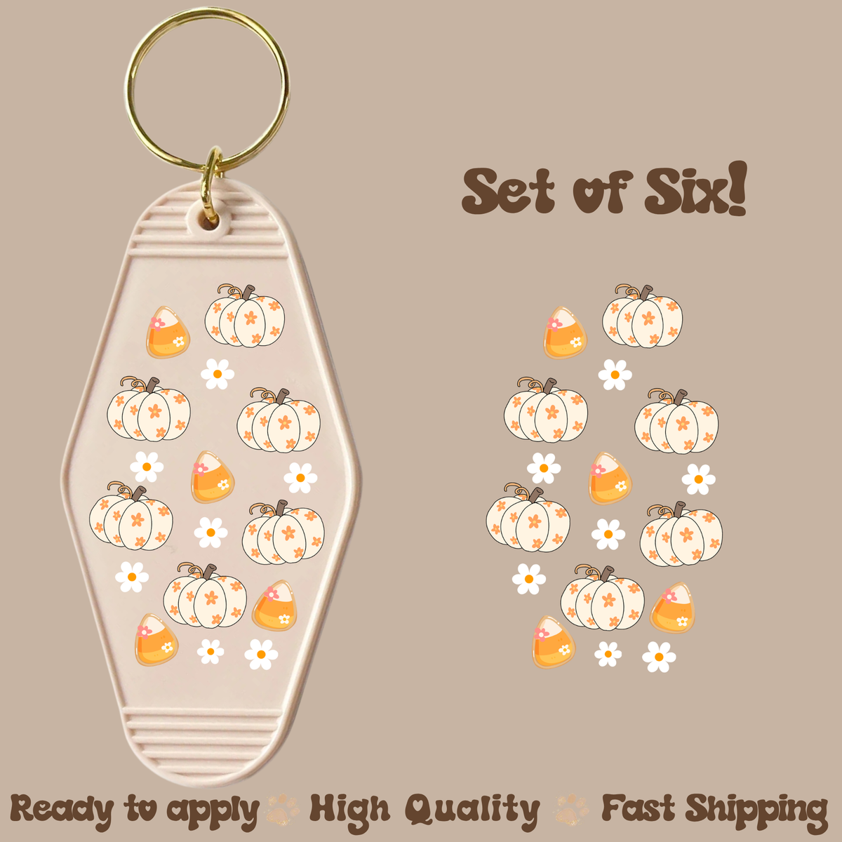 Floral Pumpkins - UV DTF Motel Keychain Decal