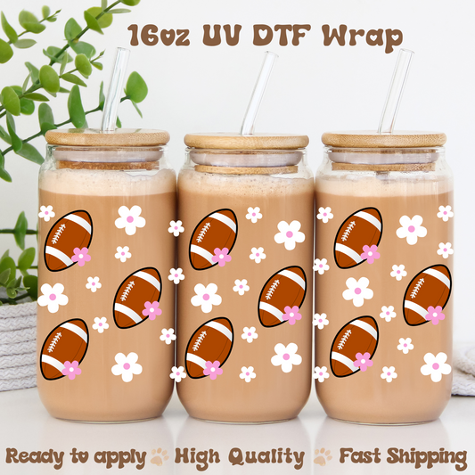 Football and Flowers -16oz UV DTF Wrap