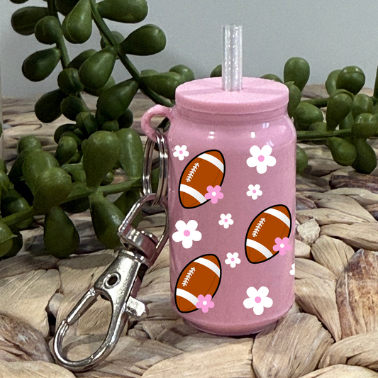 Football and flowers -Glass Can Keychain UV DTF Wrap