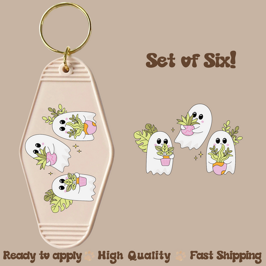Ghost and Plants - UV DTF Motel Keychain Decal