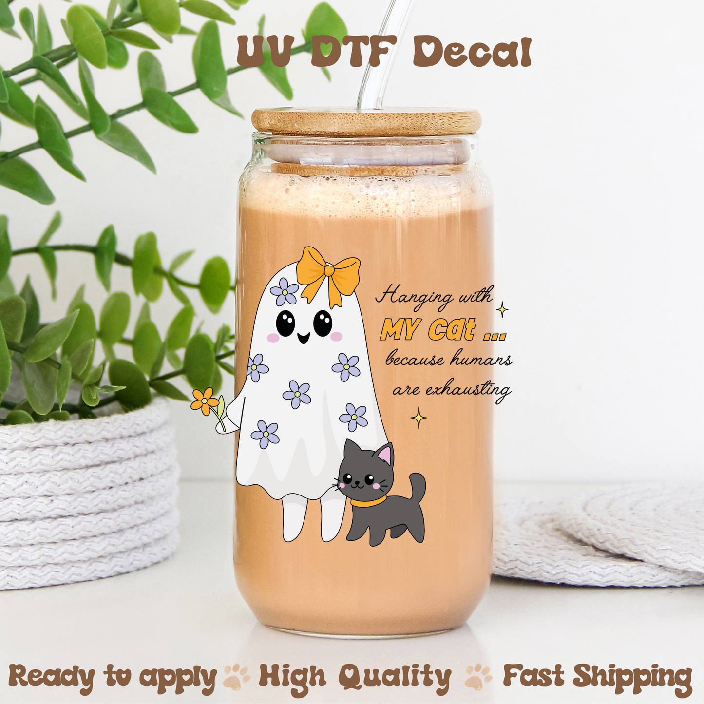 Ghost Cat Mom -UVDTF Decal
