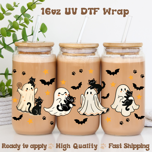Ghosts and Cats -16oz UV DTF Wrap