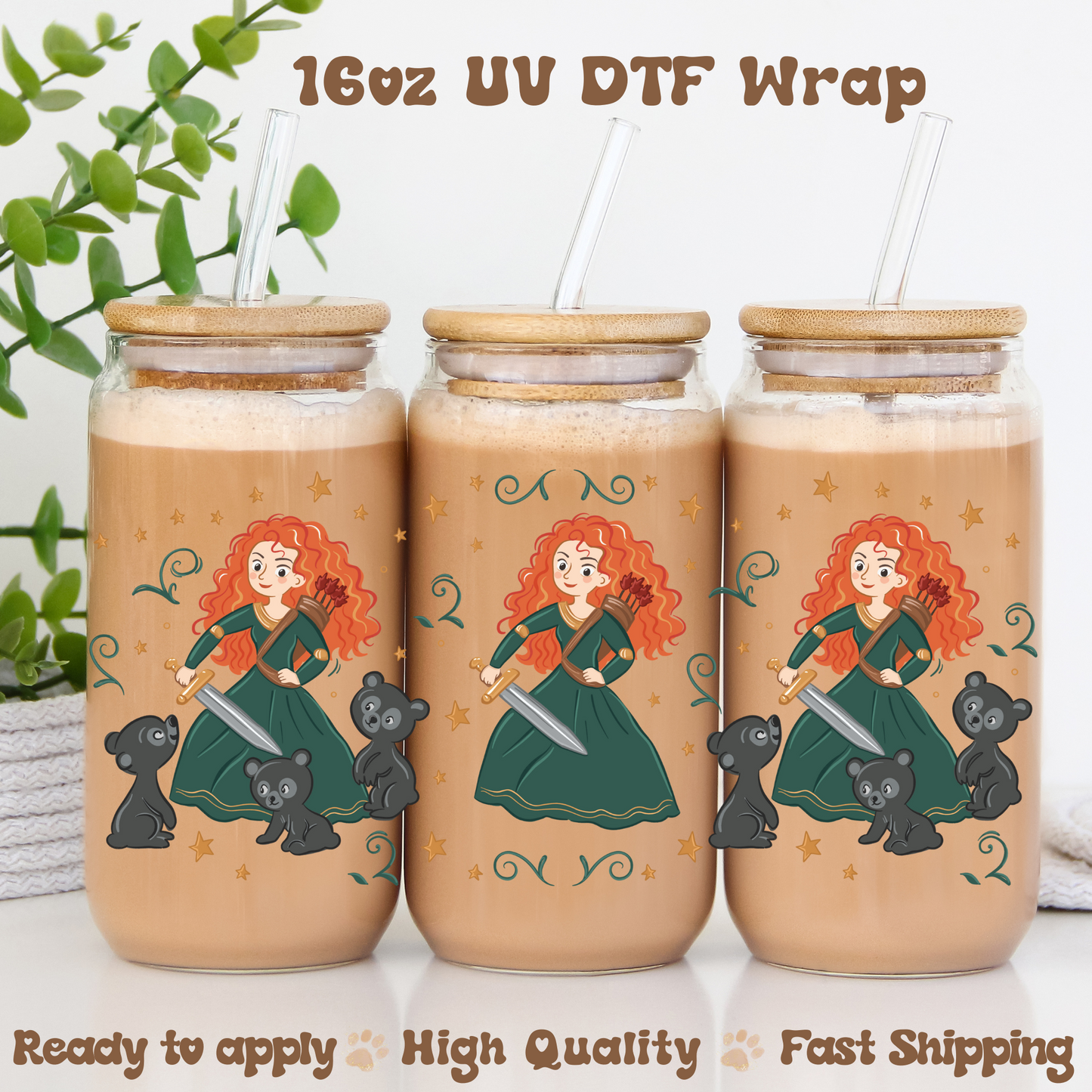 Girl and Bears - 16oz UV DTF Wrap