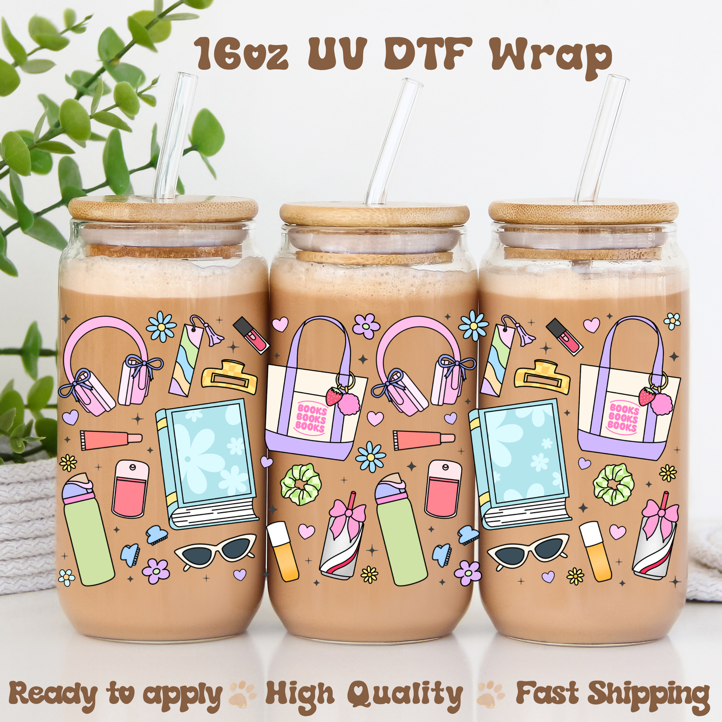 Girly Tote Essentials - 16oz UV DTF Wrap