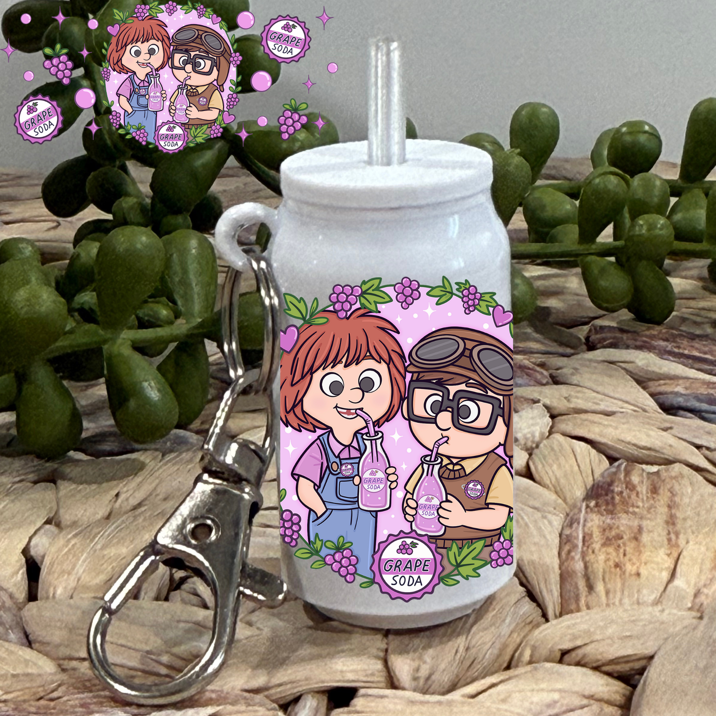 Grape S -Glass Can Keychain UV DTF Wrap