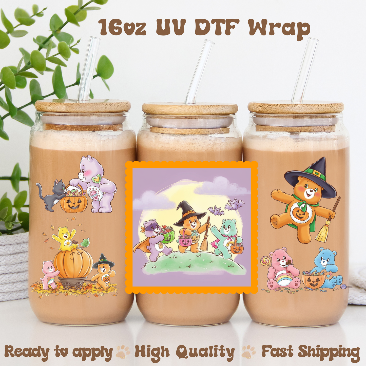 Halloween C Bears-16oz UV DTF Wrap