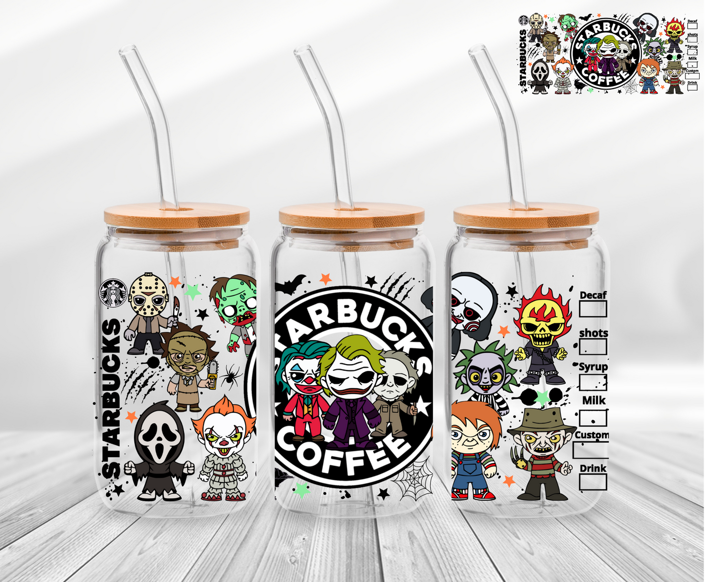 Halloween Villains -16oz UVDTF Cup Wrap