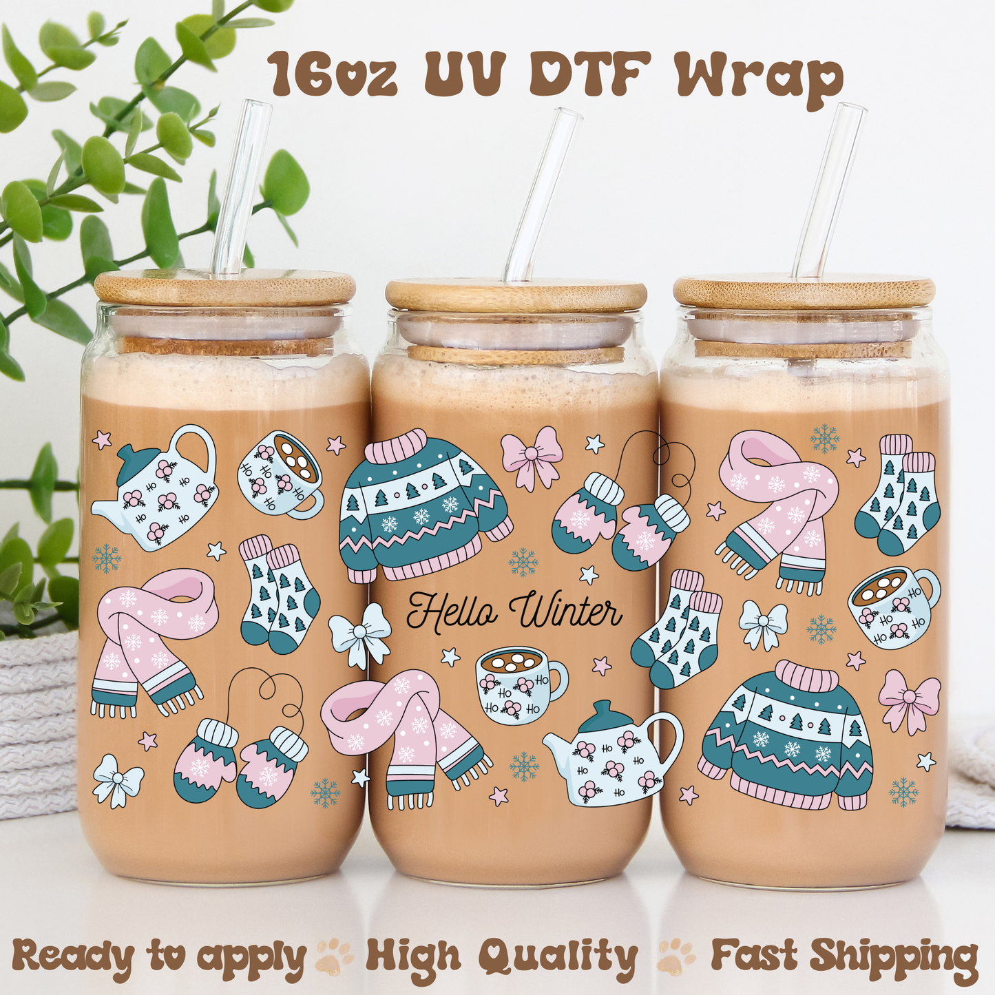Hello Winter-16oz UV DTF Wrap