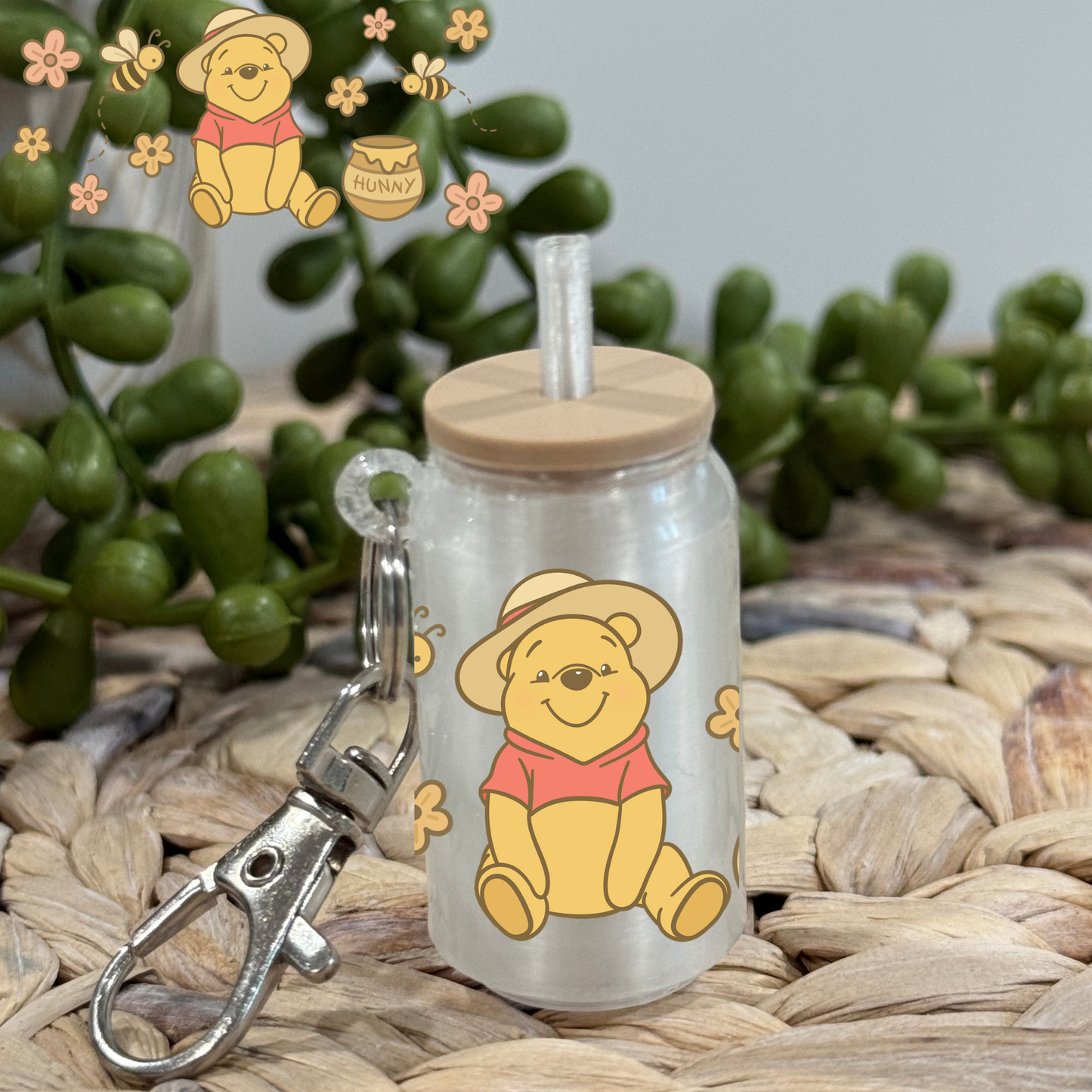 Honey And Bees -Glass Can Keychain UV DTF Wrap